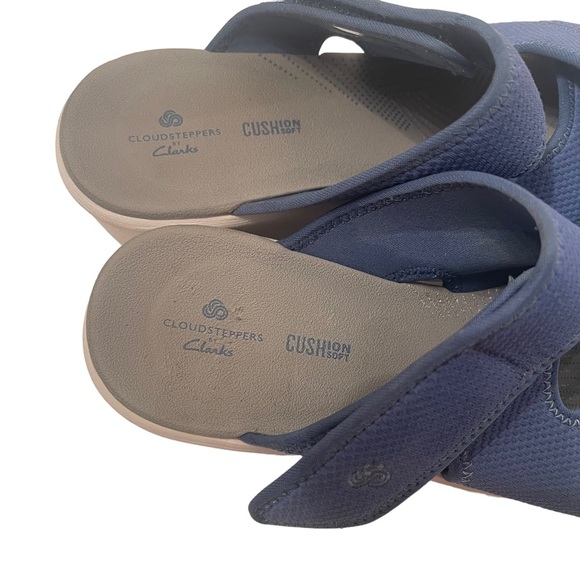Clarks Cloud Steppers Blue Wedge Shoes          Size 7 1/2 W - Picture 4 of 7